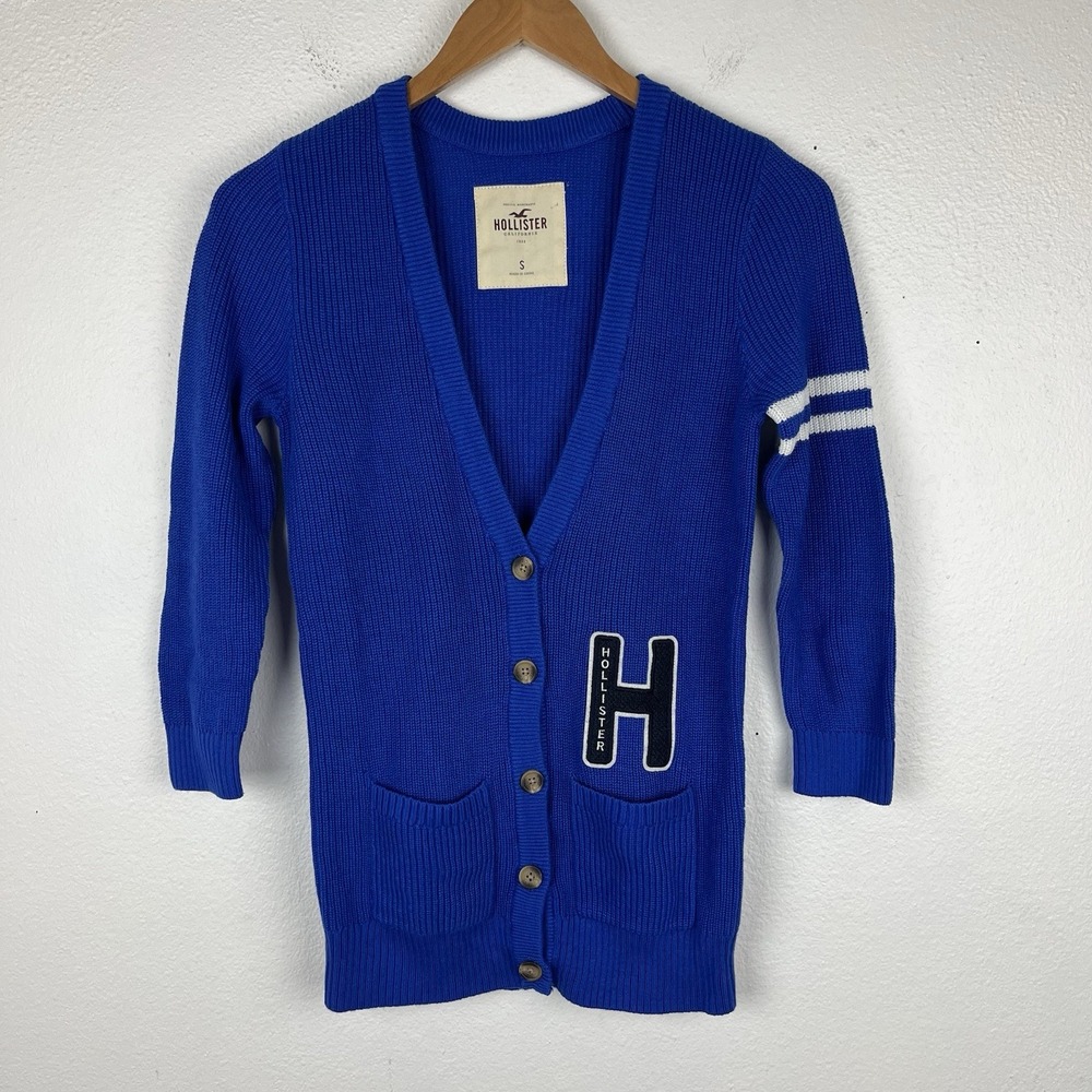 Hollister Women's Small Retro Varsity Letterman Sweater Cardigan Preppy